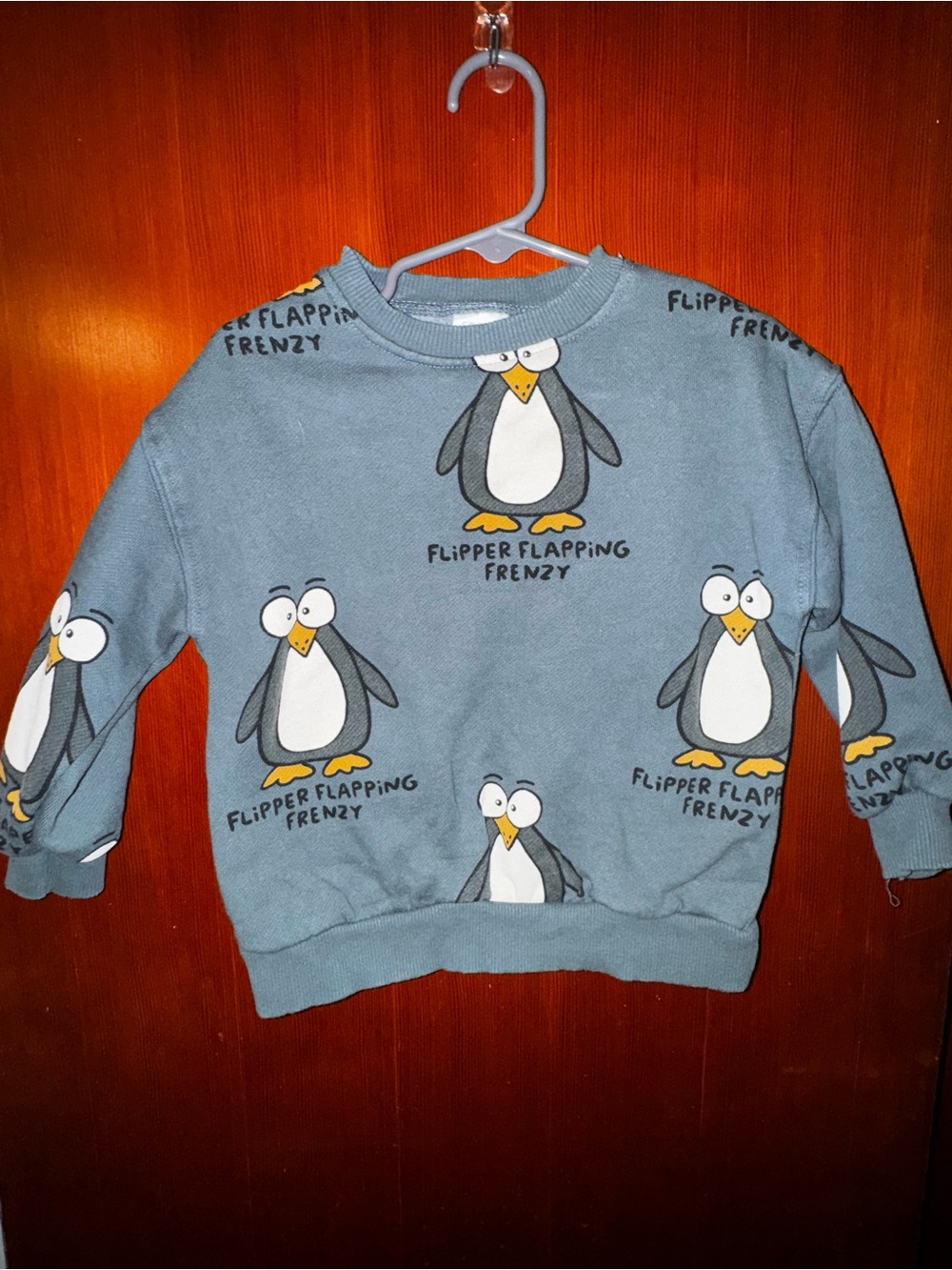 Zara Slate Blue Penguin Crewneck Sweatshirt